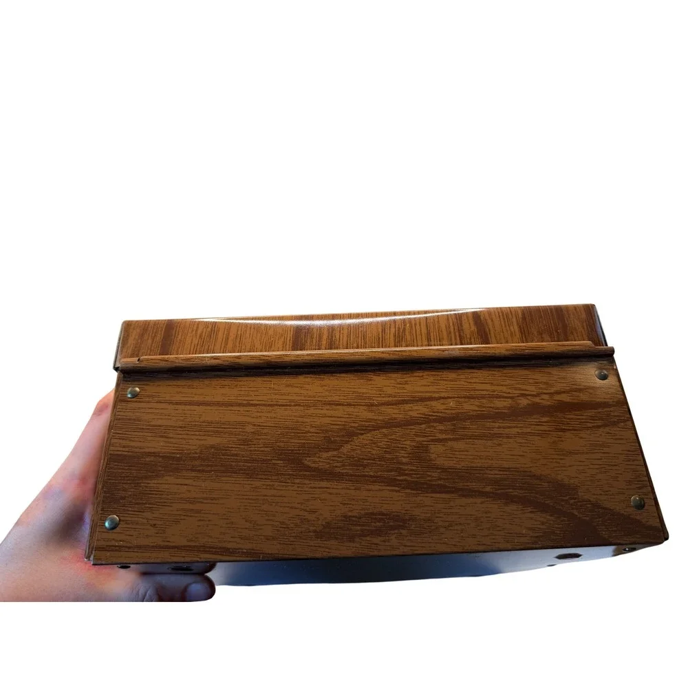 Vintage Ballonoff Porta File Metal Box Wood Grain Storage 1499 Made in USA